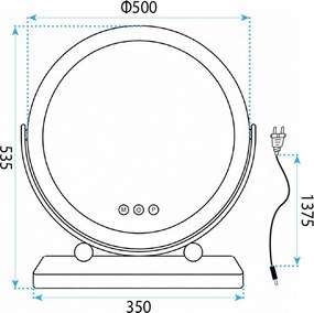 Oglindă LED MAKE-UP Black 50 cm
