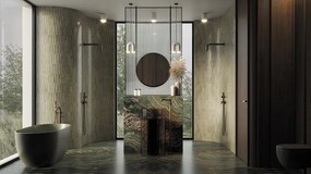 SILIA - Baterie pentru Cadă de Sine Stătătoare, cu Set de Duș, Bronz Periat (BQS_C17M)