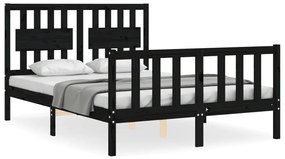 3192425 vidaXL Cadru de pat cu tăblie, negru, 120x200 cm, lemn masiv