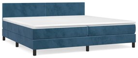 3141207 vidaXL Pat box spring cu saltea, albastru închis, 200x200 cm, catifea