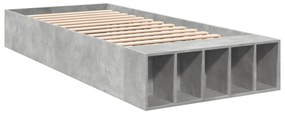 3280618 vidaXL Cadru de pat, gri beton, 90x190 cm, lemn prelucrat