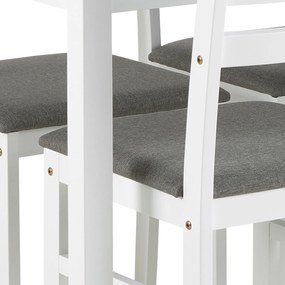MAZZONI EXPORT Set TORINO masă + 4 scaune Alb/Gri deschis (material Sawana 21) - SET DE LEMN PENTRU BUCĂTĂRIE/SUFRAGERIE
