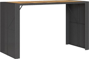 vidaXL Masă bar grădină blat lemn acacia negru 185x80x110 cm poliratan