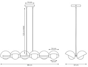 Candelabru pe cablu BOOM 6xG9/8W/230V, alb
