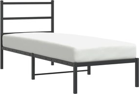 vidaXL Cadru de pat metalic cu tăblie, negru, 80x200 cm
