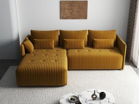 Colțar extensibil dumonde cu ladă de depozitare si sezut confortabil din spuma high-density, Malta Ambience Mustard 235x185 cm