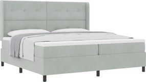 vidaXL Pat cu arcuri cu saltea Gri deschis 200 x 200 cm Catifea