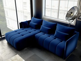 Colțar extensibil dumonde cu ladă de depozitare si sezut confortabil din spuma high-density, Malta Royal Blue 235x185 cm