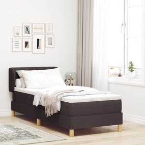 vidaXL Pat box spring cu saltea, maro deschis, 80x200 cm, textil