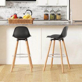 HOMCOM Set 2 Scaune de Bar Moderne din Piele Ecologică, Scaune Înalte de Bucătărie, Negru | Aosom Romania