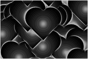 Tablou cu inimile alb - negre (90x60 cm)