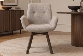 Set de 2 scaune pivotante, Lemn de stejar, textil boucle taupe BALTIC
