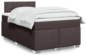vidaXL Pat box spring cu saltea, maro închis, 120x200 cm, textil