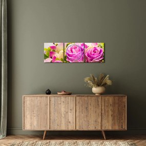 Tablou cu trandafiri (cu ceas) (90x30 cm)