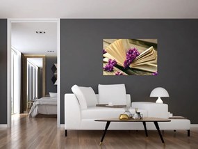 Tablou cu cartea și lavanda (90x60 cm)