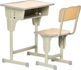 HOMCOM Set Masa Si Scaune Copii Bancă și Scaun Reglabil pentru Copii 6-12 Ani Ergonomic Aosom Romania