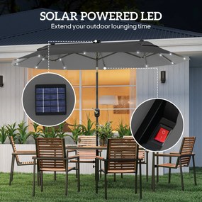 Outsunny Umbrelă de Terasă cu Două Fețe, Bază în Cruce, Sistem de Înclinare și Manivelă | Aosom Romania