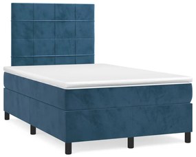 3269999 vidaXL Pat box spring cu saltea, albastru închis, 120x190 cm, catifea