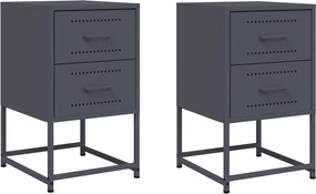 vidaXL Noptiere, 2 buc., antracit, 36x39x60,5 cm, oțel