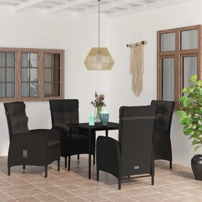 3099366 vidaXL Set masă pentru grădină, 5 piese, cu perne, negru