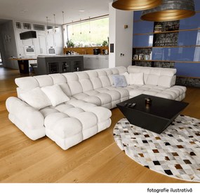 Set canapea extensibilă cu funcţie de extensie electrică, crem, pe stânga, TOLLO L ROH