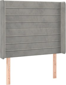vidaXL Tăblie de pat cu aripioare gri deschis 103x16x118/128cm catifea