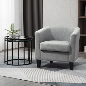 Fotoliu Modern Capitonat cu Sezut Adanc HOMCOM, Fotoliu mic pentru Dormitor si Sufragerie, 75x72x74cm, Gri | Aosom RO