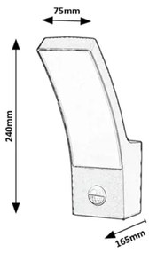Aplică LED de exterior cu senzor PALANGA 12W/230V IP44 Rabalux 7505