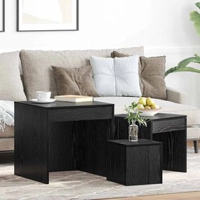vidaXL Măsuțe de cafea 3 pcs Stejar negru 45 x 45 x 45 cm