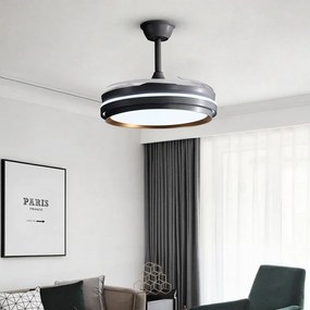 Lustră cu Ventilator LED Retractabil, Negru