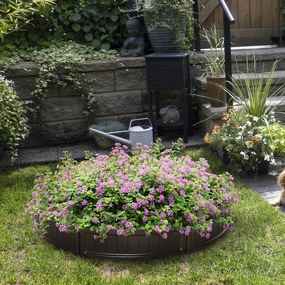 Outsunny Pat de gradina inaltat rotund din plastic HDPE, jardiniera de exterior pentru plante, flori si legume, Φ123x21cm, maro | Aosom Romania