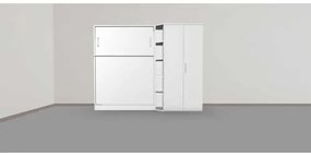 Set pat rabatabil dublu cu un dulap si o minibiblioteca - Royal Single Big Wardrobe Set(150X200)