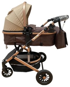 Carucior 2 in 1 pentru copii, cu maner reversibil si suspensii, 0-36 luni - CPC-31-crem