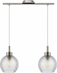 BRILAGI - Lustră LED cu cablu RETRO GLASS 2xE27/60W/230V crom mat/gri fumuriu