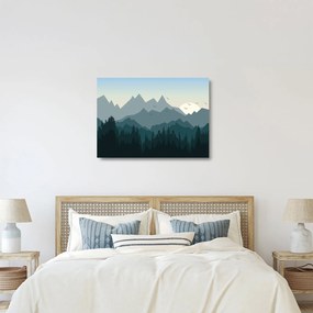 Tablou pe sticlă - Munții cu privirea graficeanului (70x50 cm)