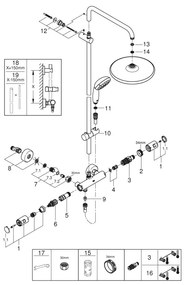 Coloana dus Grohe Vitalio Start cu termostat, negru mat 266772430