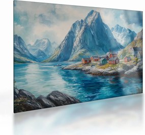 Tablou pe sticlă - Sat norvegian (70x50 cm)
