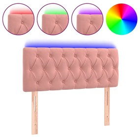 3121995 vidaXL Tăblie de pat cu LED, roz, 100x7x78/88 cm, catifea