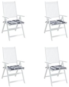 Perne scaun de gradina, 4 buc., gri carouri, 50x50x3 cm, textil 4, model gri carouri, 50 x 50 x 3 cm