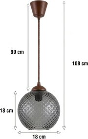 Brilagi - Lustră LED pe cablu R GLASS 1xE27/60W/230V Ø 18 cm maro/gri fumuriu