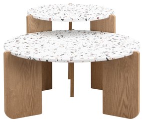 Set de Măsuțe de Cafea Moderne Suprapuse, Utilizabile ca Măsuță de Cafea sau Noptiere, Design Versatil, 70x70x35 cm+50x50x45,5 cm, Natural