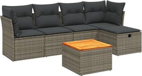 vidaXL Set mobilier grădină cu perne, 6 piese, gri, poliratan