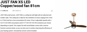 Lustra cu Ventilator si telecomanda JUST FAN XS LED cupru/maro