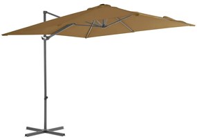 Umbrela suspendata cu stalp din otel, gri taupe, 250 x 250 cm