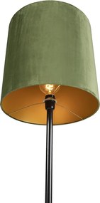 Lampa de podea botanică neagră cu abajur verde 40 cm - Simplo