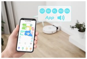 Sencor - Aspirator robot 2 în 1 cu mop, 50 W, baterie 5000 mAh, Wi-Fi, alb, telecomandă inclusă