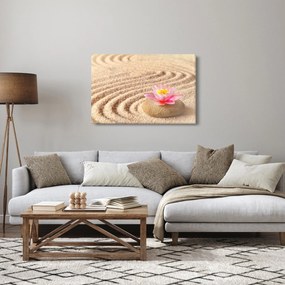 Tablou cu piatră și floare pe nisip (90x60 cm)