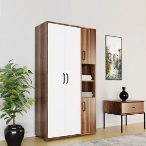 Dulap Homs 4 usi, alb si nuc,170x90x40 cm