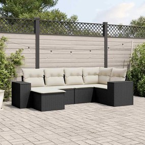 3222855 vidaXL Set mobilier de grădină cu perne, 6 piese, negru, poliratan