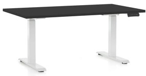 Masa inaltime reglabila OfficeTech D, 140 x 80 cm, bază albă, negru